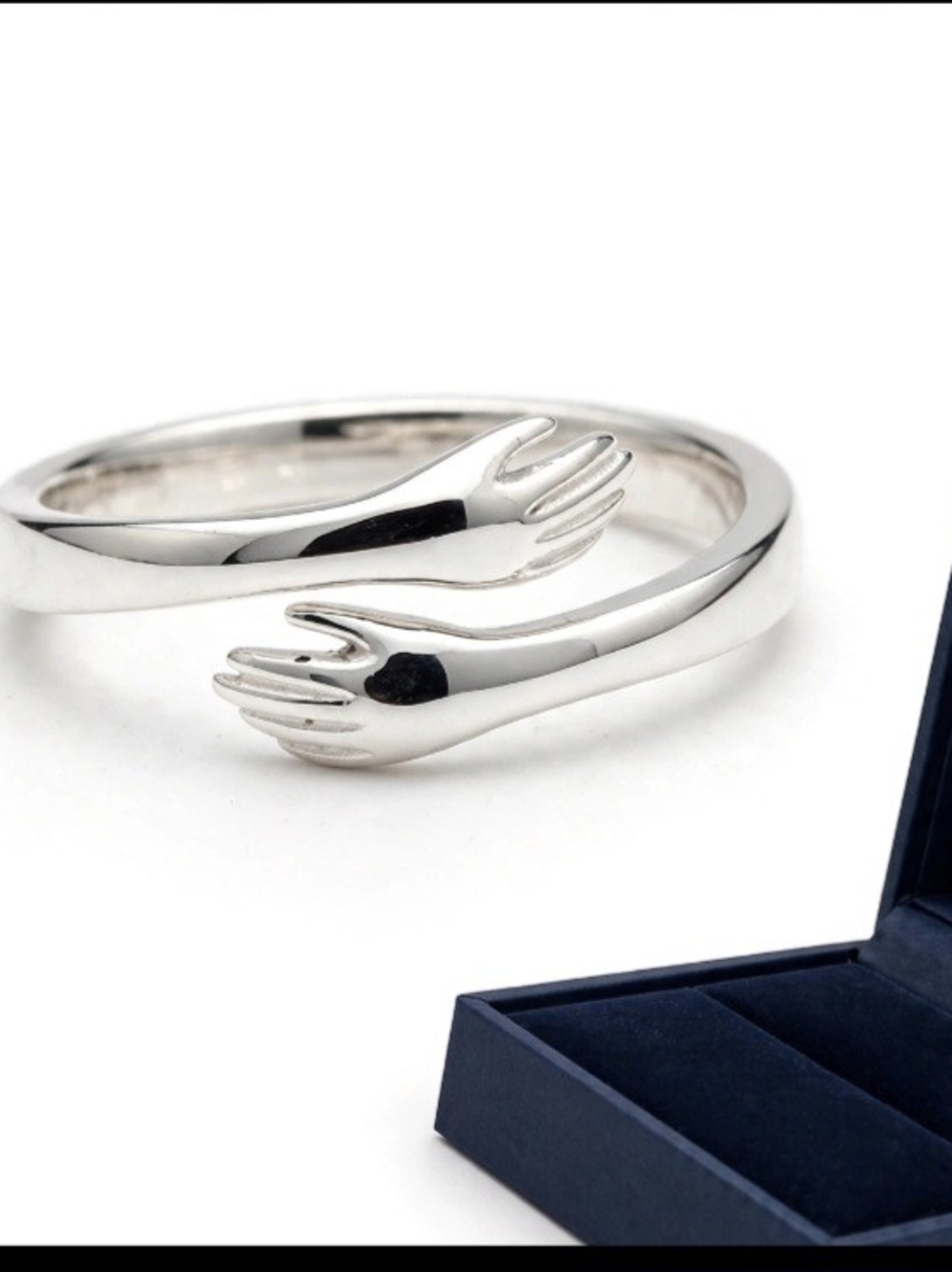 Silver Hug Ring — Open Arm Wrap Design